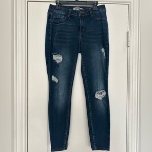 Refuge Dark Blue Distressed Skinny Jeans